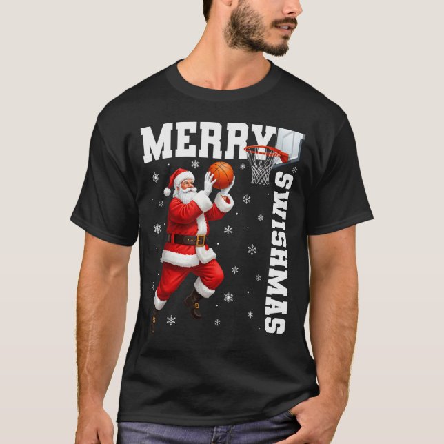 Merry Swishmas Srt Christmas Basketball Xmas Men B T-Shirt (Front)
