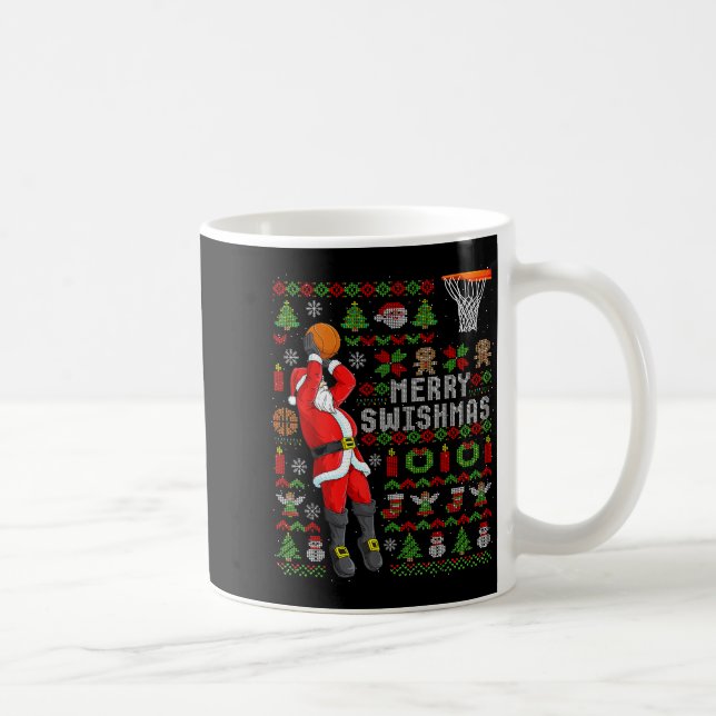 Merry Swishmas Ugly Christmas Basketball Christmas Coffee Mug (Right)