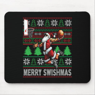 Merry Swishmas Ugly Christmas Basketball Christmas Mouse Mat