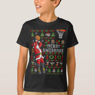 Merry Swishmas Ugly Christmas Basketball Christmas T-Shirt