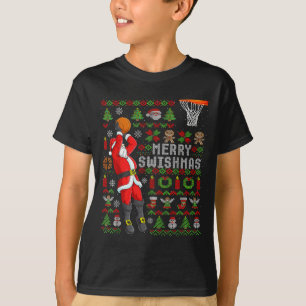 Merry Swishmas Ugly Christmas Basketball Christmas T-Shirt