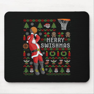 Merry Swishmas Ugly Christmas Bysketbyll Christmas Mouse Mat