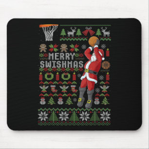 Merry Swishmas Ugly Christmas Bysketbyll Christmas Mouse Mat