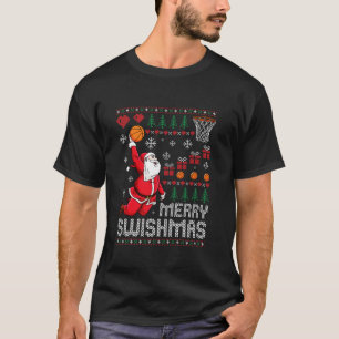 Merry Swishmas Ugly Christmas Santa Playing Basket T-Shirt