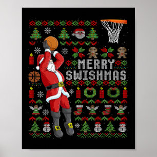 Merry Swishmas Ugly Christmas Sketll Christmas Poster