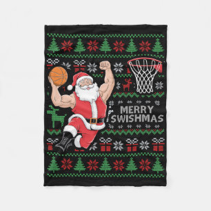 Merry Swishmas Ugly Christmas Sketll Christmas Xma Fleece Blanket