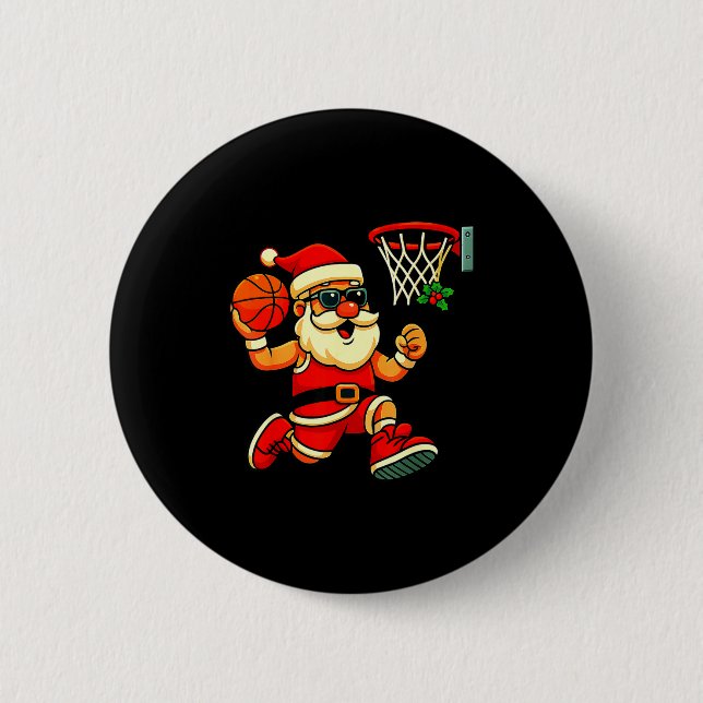 Merry Swishmas Ugly Christmas Sweater Basketball C 6 Cm Round Badge (Front)