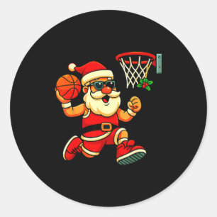 Merry Swishmas Ugly Christmas Sweater Basketball C Classic Round Sticker