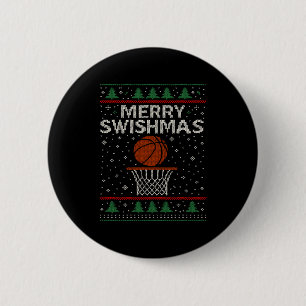 Merry Swishmas Ugly Christmas Sweater Basketball J 6 Cm Round Badge