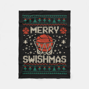 Merry Swishmas Ugly Christmas Sweater Bysketll Fleece Blanket