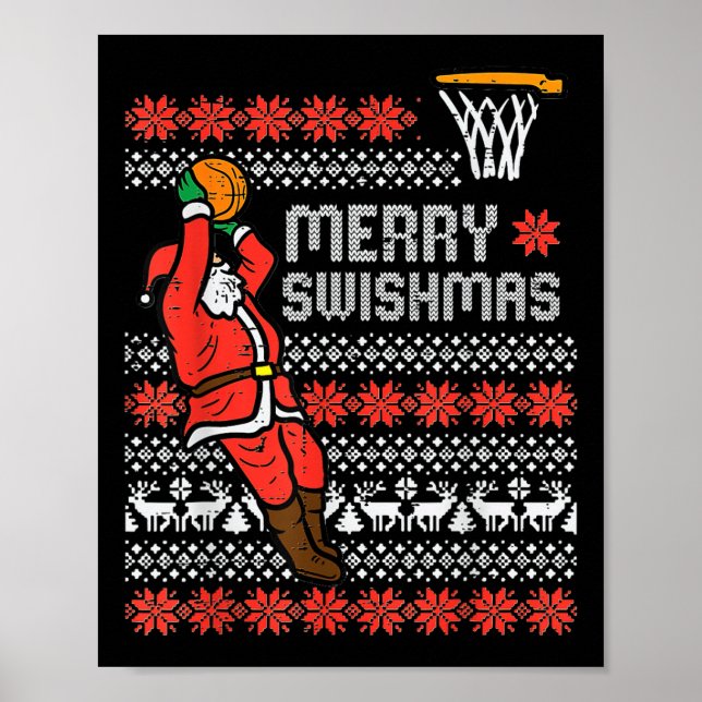Merry Swishmas Ugly Christmas Sweater Bysketll Paj Poster (Front)