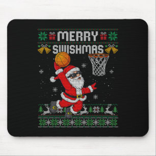 Merry Swishmas Ugly Christmas Sweater Funny Sketll Mouse Mat