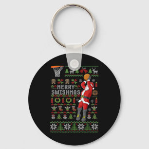 Merry Swishmas Ugly Christmas Sweater Sketll Xmas Key Ring