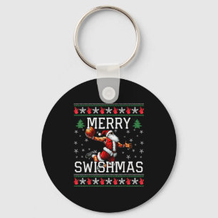 Merry Swishmas Ugly Funny Christmas Basketball Chr Key Ring
