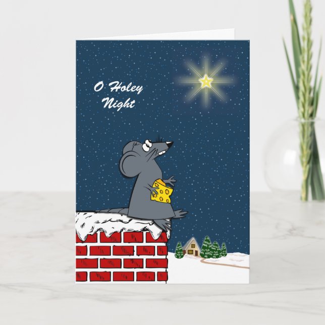 Merry Swissmas, Cute Christmas Mouse and Cheese Card (Front)