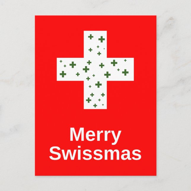 Merry Swissmas! Swiss Christmas and Holiday Cheer Postcard (Front)