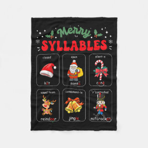 Merry Syllables Xmas Phonics Reading Teacher Holid Fleece Blanket