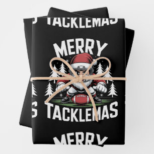 Merry Tacklemas Football Santa Christmas Xmas Wrapping Paper Sheet