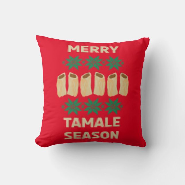 Merry Tamale Season Funny Xmas Sweater Cushion (Front)