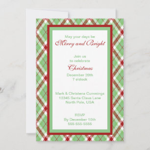 Merry Tartan Christmas Invitation