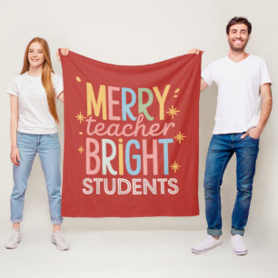 Merry Teacher Bright Students Christmas Funny Xmas Fleece Blanket