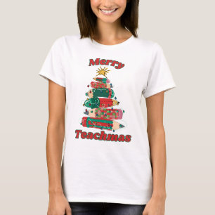 Merry Teachmas Christmas Pencil Tree T-Shirt
