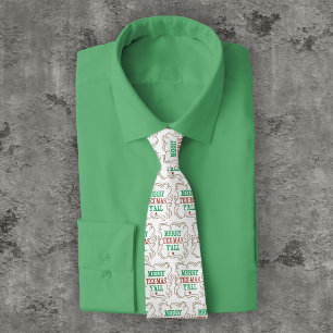 Merry Tex-Mas Y'all Rope Frame on White Neck Tie