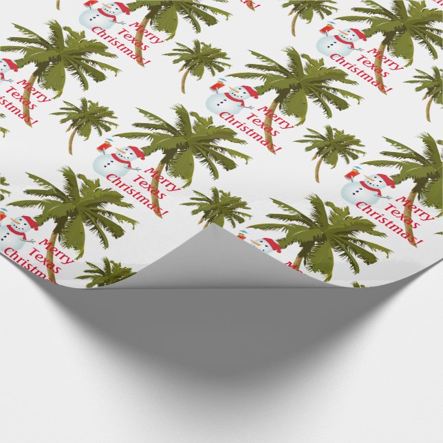 Merry Texas Christmas, snowman, gift wrap. Wrapping Paper (Corner)