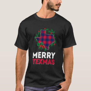 Merry Texmas Christmas Texas State Red Plaid Famil T-Shirt