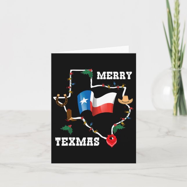Merry Texmas Texas Flag Christmas Xmas Family Holi Card (Front)