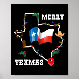 Merry Texmas Texas Flag Christmas Xmas Family Holi Poster