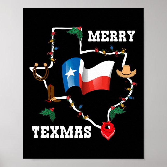 Merry Texmas Texas Flag Christmas Xmas Family Holi Poster (Front)