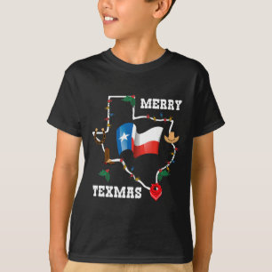 Merry Texmas Texas Flag Christmas Xmas Family Holi T-Shirt