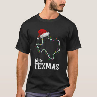 Merry Texmas Texas State Christmas Light Outline S T-Shirt