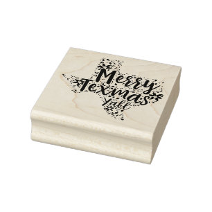 Merry Texmas Y'all Texas State Christmas Art Stamp