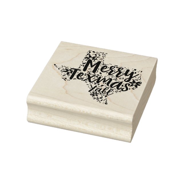 Merry Texmas Y'all Texas State Christmas Art Stamp (Stamp)