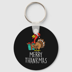 Merry Thankmas Santa Turkey Day Thanksgiving Chris Key Ring