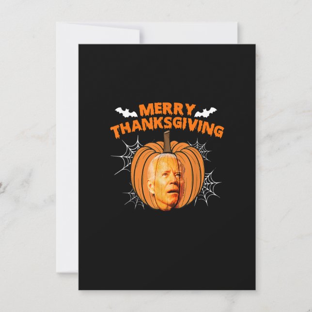 Merry Thanksgiving Confused Joe Biden Cute Pumpkin Invitation (Front)