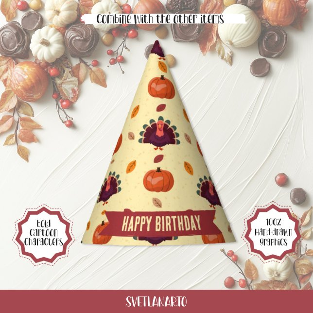 Merry Thanksgiving Turkey Autumn Party Hat (Creator Uploaded)