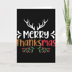 Merry Thanksmas Christmas Thanksgiving Turkey Sant Card