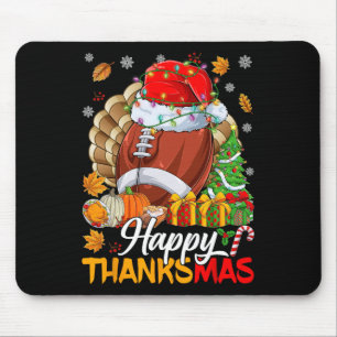 Merry Thanksmas Football Santa Hat Thanksgiving Ch Mouse Mat