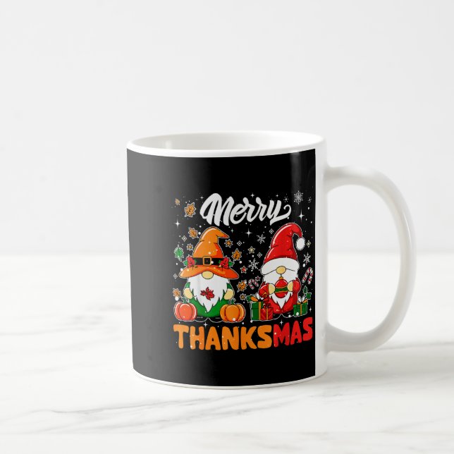 Merry Thanksmas Funny Fall Thanksgiving Santa Gnom Coffee Mug (Right)