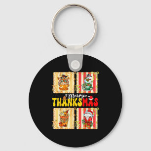 Merry Thanksmas Pumpkin Sce Latte Coffee Thanksgiv Key Ring