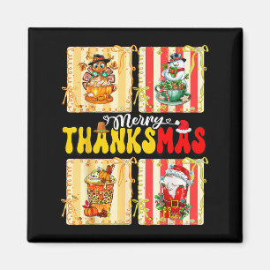 Merry Thanksmas Pumpkin Sce Latte Coffee Thanksgiv Magnet