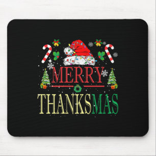 Merry Thanksmas Santa Hat Xmas Family Men Women Ki Mouse Mat