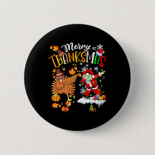 Merry Thanksmas Thanksgiving Christmas 6 Cm Round Badge