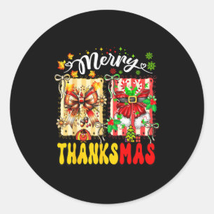 Merry Thanksmas Thanksgiving Christmas Coquette Bo Classic Round Sticker