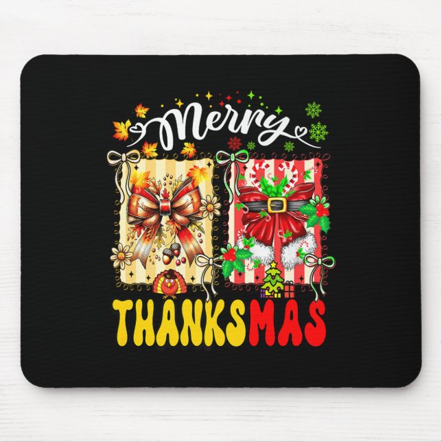 Merry Thanksmas Thanksgiving Christmas Coquette Bo Mouse Mat (Front)