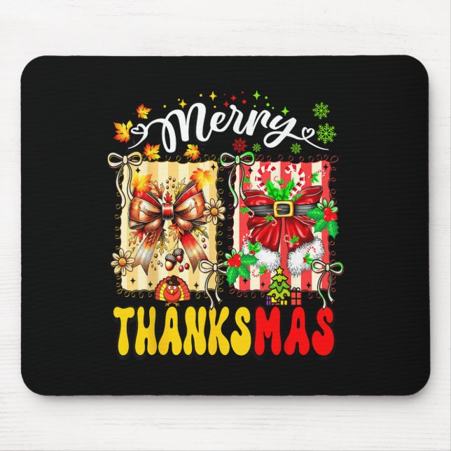 Merry Thanksmas Thanksgiving Christmas Coquette Bo Mouse Mat (Front)