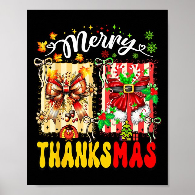 Merry Thanksmas Thanksgiving Christmas Coquette Bo Poster (Front)